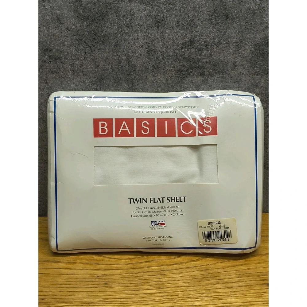 Westpoint Stevens Basics No Iron Twin Flat White Sheet‎